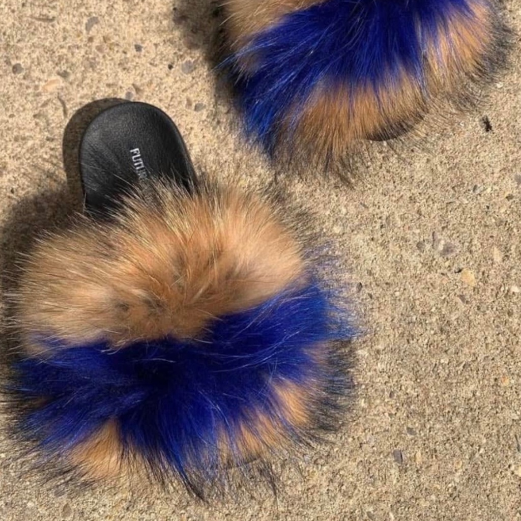 Blue Hottie Real Fur Slides Sizes 9510 Blue Hottie Real Fur Slides Sizes 9510